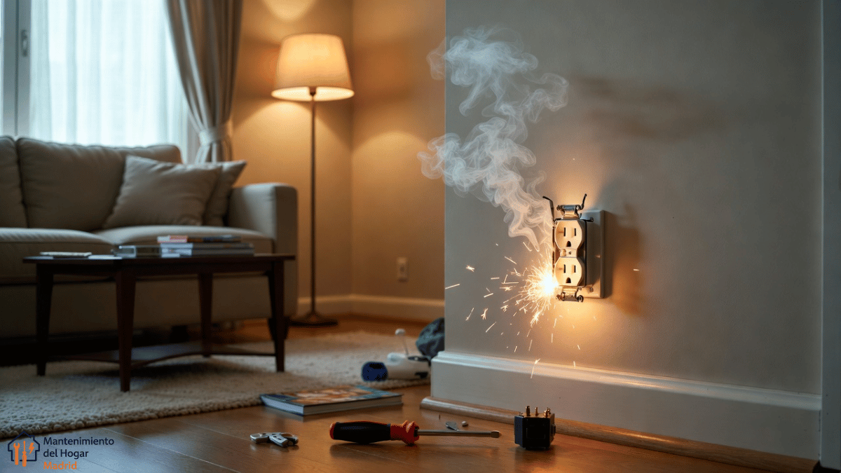 enchufe con chispas
